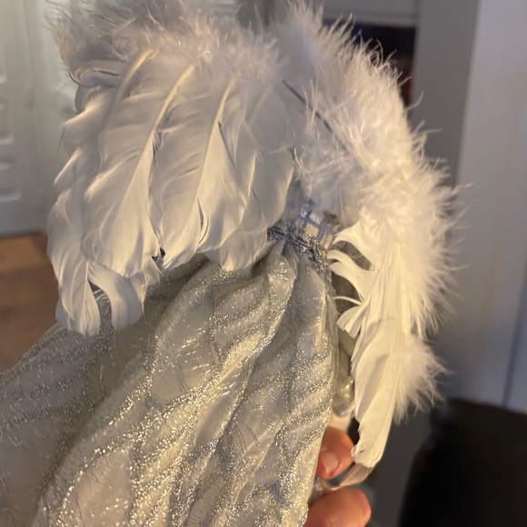 Elegant Angel Tree Topper with White and Silver Gown - Picture 3 of 5